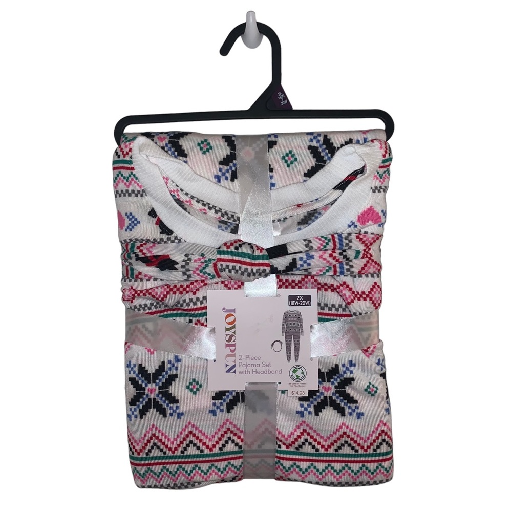 NWT Joyspun 2 Piece Pajama Set With Headband 2X 18W-20W